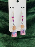 Pink with purple potion bottles earrings