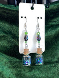 Purple and green potion bottle earrings