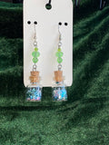 Green and light blue potion bottle earrings