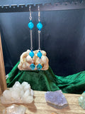 Turquoise and chain dangle earrings