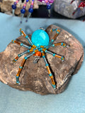 Turquoise and orange beaded spider