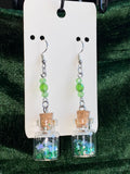 Green and teal potion bottle earrings