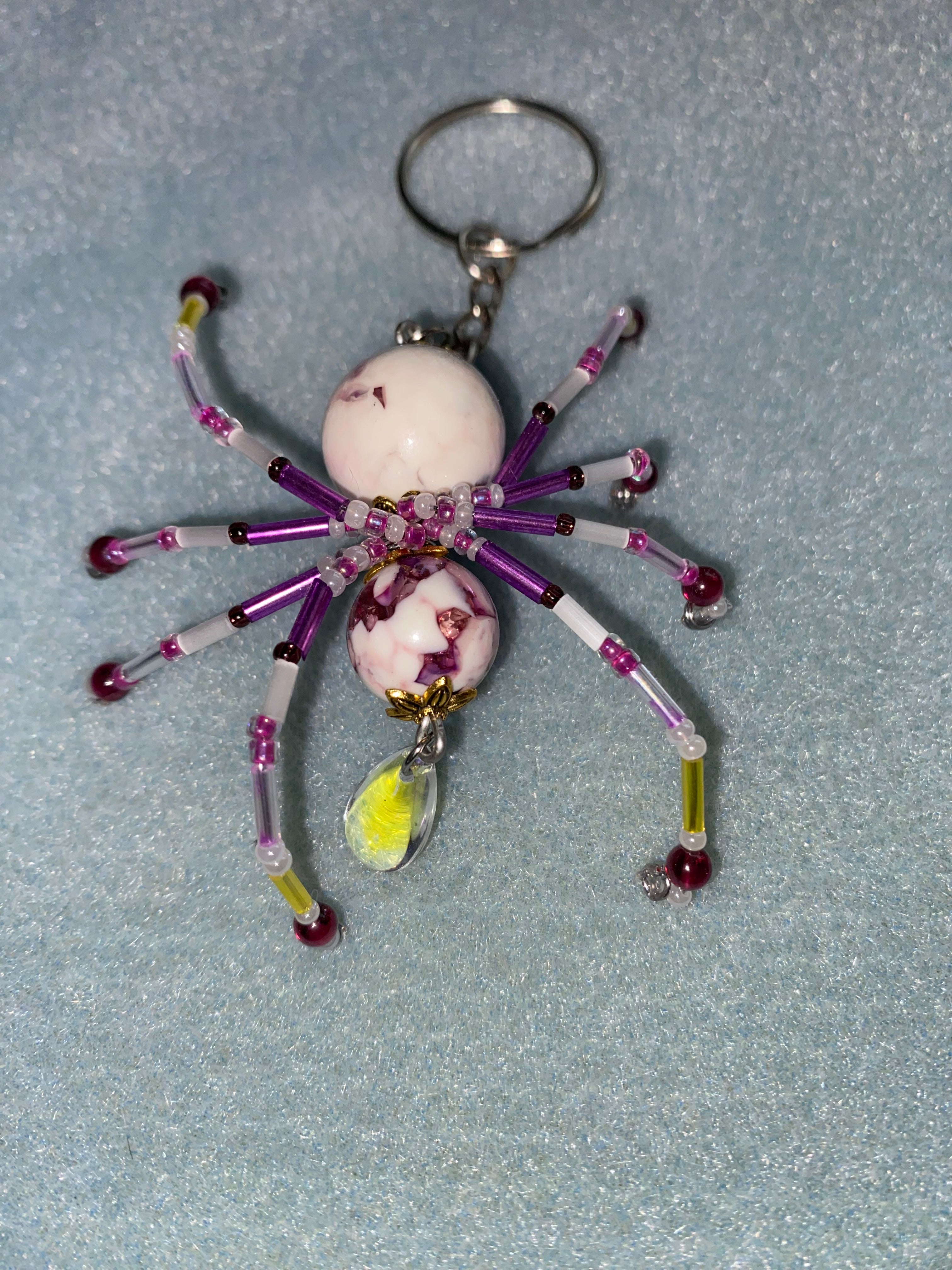 Purple and yellow beaded spider 2