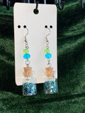 Green and blue potion bottle earrings