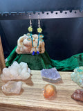 Green flower earrings